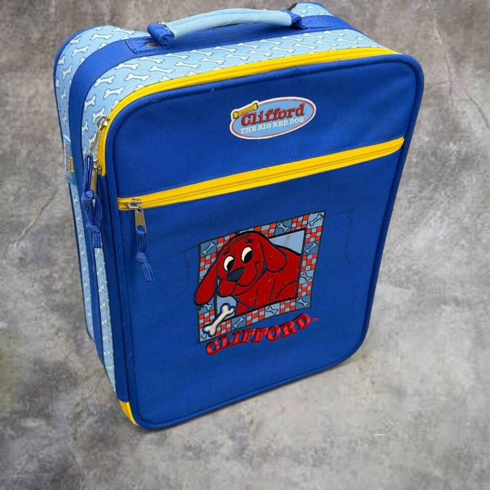 Vintage Clifford the big red dog blue suitcase